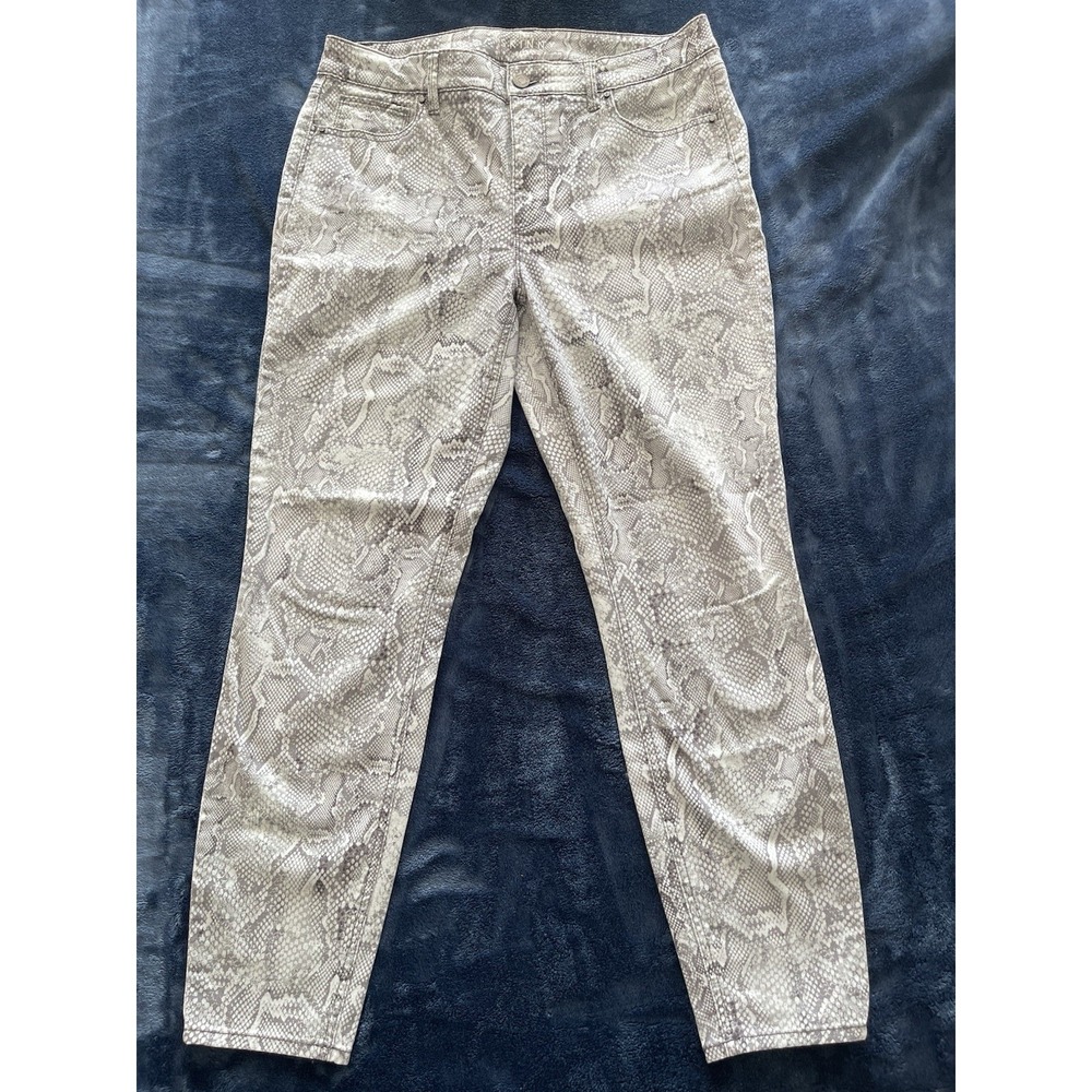 🐍 White House Black‎ Market The Skinny Ankle Gray Snake Skin Size 10 High Rise